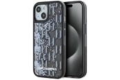 Puhelin - Kannet ja kotelot - Karl Lagerfeld Liquide Glitter Monogram Gradient iPhone 15 Case - Black - 3666339256142