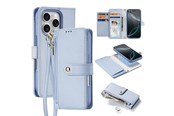 Puhelin - Kannet ja kotelot - Dux Ducis Lava Leather Case for iPhone 16 Pro with Detachable Magnetic Wallet - Cyan - 6934913004982