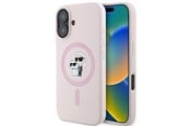 Puhelin - Kannet ja kotelot - Karl Lagerfeld Silicone Karl&Choupette Heads Ring MagSafe iPhone 16 Case - Pink - 3666339318765