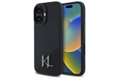 Puhelin - Kannet ja kotelot - Karl Lagerfeld Silicone Shadow Metal Initial MagSafe iPhone 16 Case - Black - 3666339317928