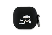 Puhelin - Muut lisävarusteet - Karl Lagerfeld Silicone Karl&Chaupette Head 3D Case for AirPods 4 - Black - 3666339398095