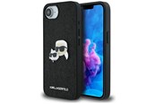 Puhelin - Kannet ja kotelot - Karl Lagerfeld Fixed Glitter Karl&Choupette Heads Metal Pin iPhone 16e Case - Black - 3666339453664