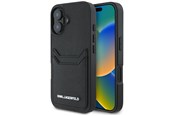 Puhelin - Kannet ja kotelot - Karl Lagerfeld HC Grained PU Cardslot Metal Elong iPhone 16 Case - Black - 3666339355401