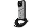 Puhelin - Kannet ja kotelot - Karl Lagerfeld Crossbody Grained Pattern & Logo Case for iPhone 16 Pro - Gray - 3666339468187
