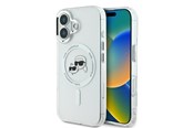 Puhelin - Kannet ja kotelot - Karl Lagerfeld IML Metal Karl&Choupette Head MagSafe Case for iPhone 16 Plus - White - 3666339318130