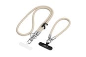Puhelin - Muut lisävarusteet - Tech-Protect C10S Crossbody Phone Lanyard (114 cm) + Wrist Lanyard (31 cm) - Beige-Titanium - 5906302324361