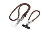 Puhelin - Muut lisävarusteet - Tech-Protect C10S Crossbody Phone Lanyard (114 cm) + Wrist Lanyard (31 cm) - Brown-Titanium - 5906302324378