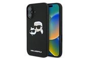 Puhelin - Kannet ja kotelot - Karl Lagerfeld Silicone Nauble Heads Print MagSafe Case for iPhone 16 - Black - 3666339319526