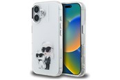 Puhelin - Kannet ja kotelot - Karl Lagerfeld IML Aquarelle Karl & Choupette & Logo iPhone 16 Case - White - 3666339464929