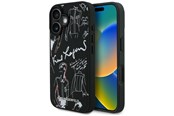 Puhelin - Kannet ja kotelot - Karl Lagerfeld Grained Pattern & Logo MagSafe Case for iPhone 16 - Black - 3666339463304