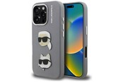 Puhelin - Kannet ja kotelot - Karl Lagerfeld FW Grained Karl & Choupette Heads Pins Case for iPhone 16 Pro - Gray - 3666339457921