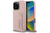 Puhelin - Kannet ja kotelot - Karl Lagerfeld FW Grained Signature Logo iPhone 16 Pro Max Case - Pink - 3666339457754