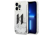 Puhelin - Kannet ja kotelot - Karl Lagerfeld Liquid Glitter Big KL case for iPhone 14 Pro - silver - 3666339085704