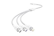 USB kaapelit - Vention USB 2.0 A - 3-in-1 6A kaapeli CTRWG 1.5M (valkoinen) - CTRWG