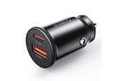 Puhelin - Adapterit & Laturit - ORICO PowerMini 30W USB-C + USB-A Car Charger - Black - PM-30-1A1C-BK-EP-HU