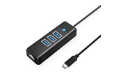 USB hub - ORICO PW3UR25-C3 USB Hub 4-Port 3x USB-A 3.0 1x RJ45 2.5G Ethernet 1.8m - Black USB hub - 4 porttia - USB 3.0 - Musta - PW3UR25-C3-18-BK-EP