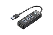 USB hub - ORICO PW3UR25-U3 USB Hub 4-Port 3x USB-A 3.0 1x RJ45 2.5G Ethernet 1 m - Black USB hub - 4 porttia - USB 3.0 - Musta - PW3UR25-U3-10-BK-EP
