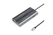 USB hub - ORICO XCR 12in1 RGB USB-C Docking Station 3x USB-A USB-C PD 100W HDMI 4K VGA RJ45 Gigabit SD and microSD Card Reader - Gray USB hub - 12 porttia - USB 3.1 - Harmaa - XDR-X2-GY-BP