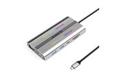 USB hub - ORICO XCR 12in1 RGB USB-C Docking Station 3x USB-A USB-C PD 100W HDMI 4K VGA RJ45 Gigabit SD and microSD Card Reader - Silver USB hub - 12 porttia - USB 3.1 - Harmaa - XDR-X2-SV-BP