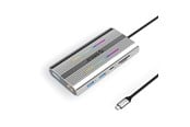 USB hub - ORICO XDR 12in1 RGB USB-C Docking Station USB-A USB-C 2x HDMI 4K 60 Hz DisplayPort 4K 60 Hz RJ45 Gigabit PD 100W SD and microSD Card Reader - Silver USB hub - 12 porttia - USB 3.1 - Harmaa - XDR-X3-SV-BP