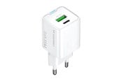 Puhelin - Adapterit & Laturit - Wozinsky WWC-35W GaN USB-A + USB-C seinälaturi - Valkoinen - 5907769388033