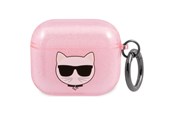 Puhelin - Muut lisävarusteet - Karl Lagerfeld Glitter Choupette Case for AirPods 3 - Pink - 3666339009182