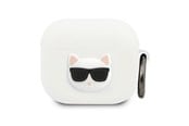 Puhelin - Muut lisävarusteet - Karl Lagerfeld Silicone Choupette Case for AirPods 3 - White - 3666339009373