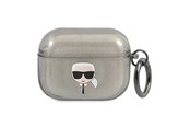 Puhelin - Muut lisävarusteet - Karl Lagerfeld Glitter Karl's Head Case for AirPods Pro - Black - 3666339030261