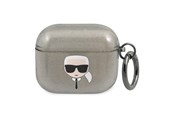 Puhelin - Muut lisävarusteet - Karl Lagerfeld Glitter Karl's Head Case for AirPods 3 - Black - 3666339030278