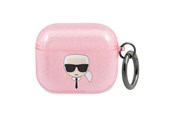 Puhelin - Muut lisävarusteet - Karl Lagerfeld Glitter Karl's Head Case for AirPods 3 - Pink - 3666339030339