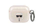 Puhelin - Muut lisävarusteet - Karl Lagerfeld Glitter Karl's Head Case for AirPods 3 - Gold - 3666339030360