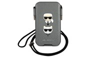 Puhelin - Kannet ja kotelot - Karl Lagerfeld Saffiano Ikonik Karl&Choupette Head 6.1'' Handbag - Gray - 3666339030773