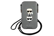 Puhelin - Kannet ja kotelot - Karl Lagerfeld Saffiano Ikonik Karl&Choupette Head 6.7'' Handbag - Gray - 3666339030780