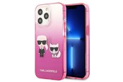 Puhelin - Kannet ja kotelot - Karl Lagerfeld Gradient Ikonik Karl&Choupette Case for iPhone 13 Pro / iPhone 13 - Pink - 3666339049225