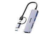 USB hub - Unitek uHUB P5+ H1320A - hub - 5-in-1 5 Gbps with SD and micro SD card reader - 3 ports USB hub - 3 porttia - USB 3.2 - Harmaa - H1320AGY01