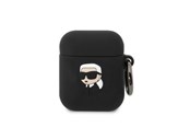 Puhelin - Muut lisävarusteet - Karl Lagerfeld KLA2RUNIKK AirPods 1/2 cover black/black Silicone Karl Head 3D - 3666339087807