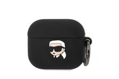 Puhelin - Muut lisävarusteet - Karl Lagerfeld Silicone Karl Head 3D Case for AirPods 3 - Black - 3666339087821