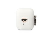 Puhelin - Muut lisävarusteet - Karl Lagerfeld KLA2RUNIKH AirPods 1/2 cover white/white Silicone Karl Head 3D - 3666339087838
