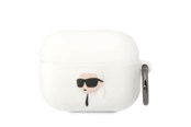 Puhelin - Muut lisävarusteet - Karl Lagerfeld KLAPRUNIKH AirPods Pro cover white/white Silicone Karl Head 3D - 3666339087845