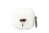 Puhelin - Muut lisävarusteet - Karl Lagerfeld KLA3RUNIKH AirPods 3 cover white/white Silicone Karl Head 3D - 3666339087852