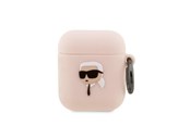 Puhelin - Muut lisävarusteet - Karl Lagerfeld KLA2RUNIKP AirPods 1/2 cover pink/pink Silicone Karl Head 3D - 3666339087869