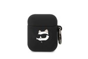 Puhelin - Muut lisävarusteet - Karl Lagerfeld KLA2RUNCHK AirPods 1/2 cover black/black Silicone Choupette Head 3D - 3666339087890