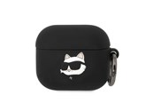 Puhelin - Muut lisävarusteet - Karl Lagerfeld KLA3RUNCHK AirPods 3 cover black/black Silicone Choupette Head 3D - 3666339087913