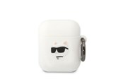 Puhelin - Muut lisävarusteet - Karl Lagerfeld KLA2RUNCHH AirPods 1/2 cover white/white Silicone Choupette Head 3D - 3666339087920