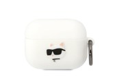 Puhelin - Muut lisävarusteet - Karl Lagerfeld KLAPRUNCHH AirPods Pro cover white/white Silicone Choupette Head 3D - 3666339087937
