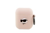 Puhelin - Muut lisävarusteet - Karl Lagerfeld KLA2RUNCHP AirPods 1/2 cover pink/pink Silicone Choupette Head 3D - 3666339087951