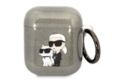 Puhelin - Muut lisävarusteet - Karl Lagerfeld KLA2HNKCTGK Airpods 1/2 cover black/black Gliter Karl&Choupette - 3666339088132