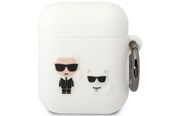 Puhelin - Muut lisävarusteet - Karl Lagerfeld KLACA2SILKCW AirPods 1/2 cover white/white Silicone Karl & Choupette - 3666339088194