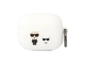 Puhelin - Muut lisävarusteet - Karl Lagerfeld KLACAPSILKCW AirPods Pro cover white/white Silicone Karl & Choupette - 3666339088200