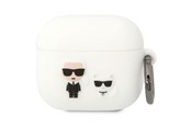 Puhelin - Muut lisävarusteet - Karl Lagerfeld KLACA3SILKCW AirPods 3 cover white/white Silicone Karl & Choupette - 3666339088217